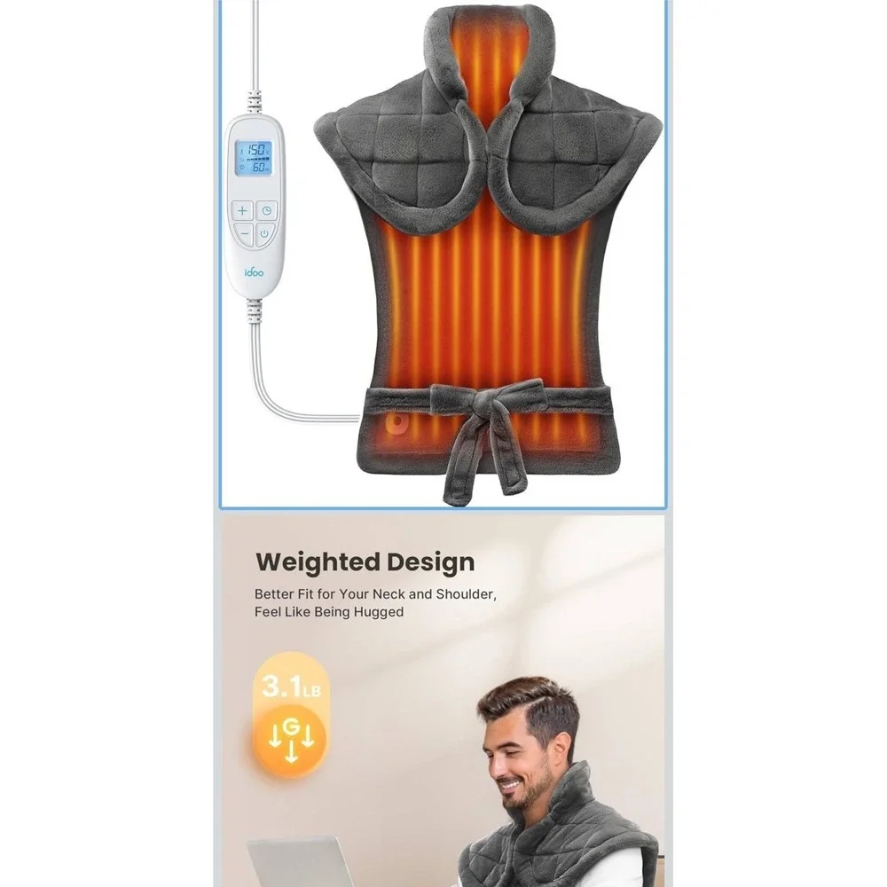 Heating Pad‎ for Neck and Shoulders and Back for Pain Relief Gray Large 24